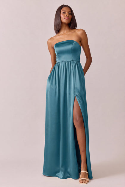 Maren Satin Dress | Made To Order | Turquoise
