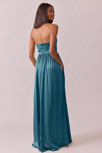 Maren Satin Dress | Made To Order | Turquoise