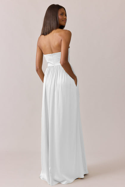 Maren Satin Dress | Made To Order | White Pearl