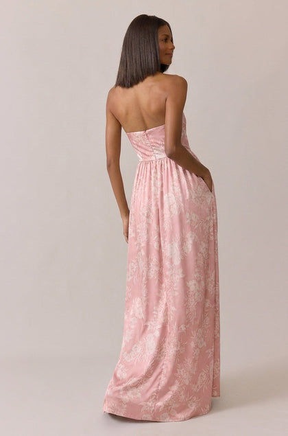 Maren Satin Floral Print Dress | Made To Order | Blush Bouquet