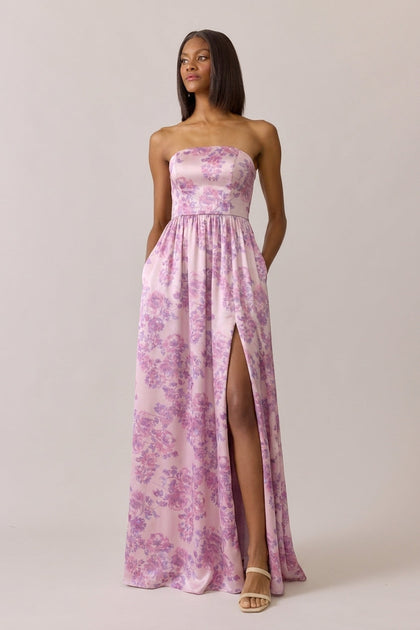 Maren Satin Floral Print Dress | Made To Order | Perfect Pink Blossom