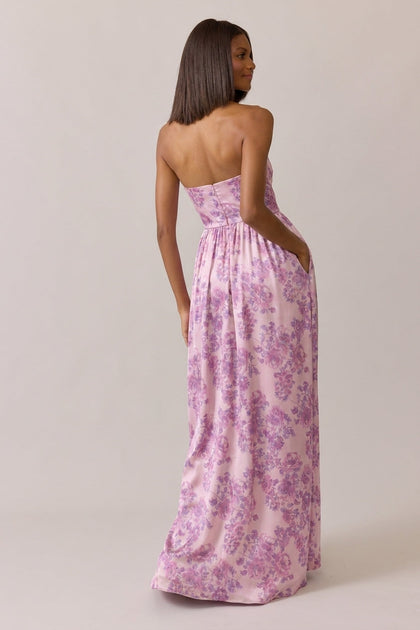 Maren Satin Floral Print Dress | Made To Order | Perfect Pink Blossom