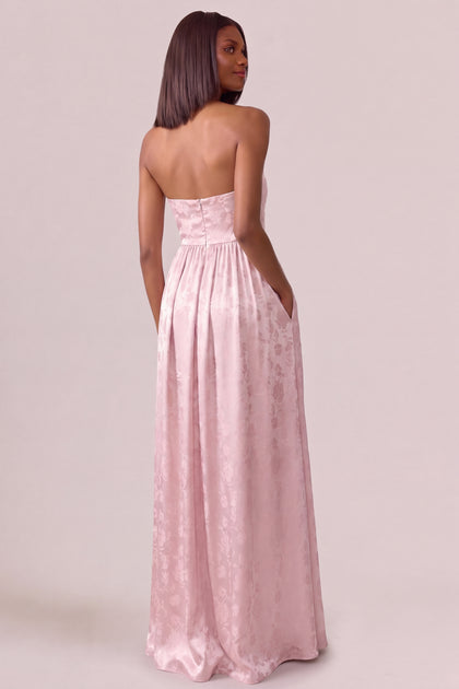 Maren Satin Jacquard Dress | Baby Pink