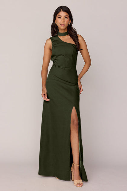 Margot Crepe Dress | Made To Order | Deep Olive