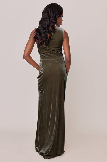 Margot Velvet Dress | Made To Order | Olive