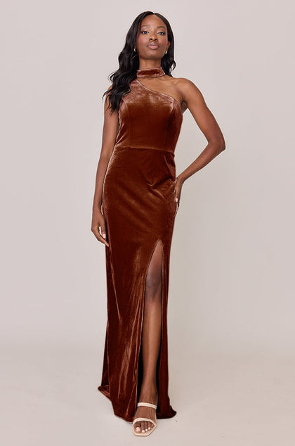 Margot Velvet Dress | Made To Order | Rust