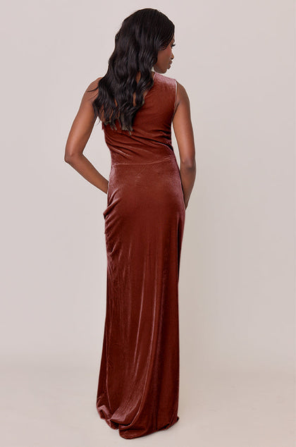 Margot Velvet Dress | Made To Order | Terracotta