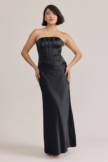 Marina Satin Dress | Made To Order | Black