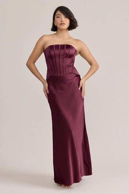 Marina Satin Dress | Made To Order | Cabernet