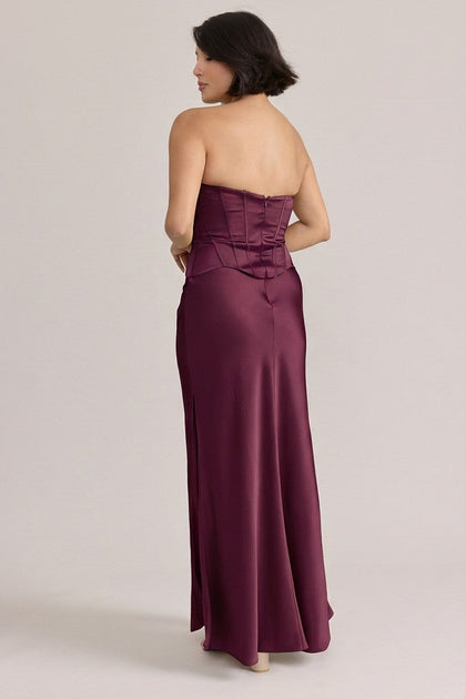 Marina Satin Dress | Made To Order | Cabernet