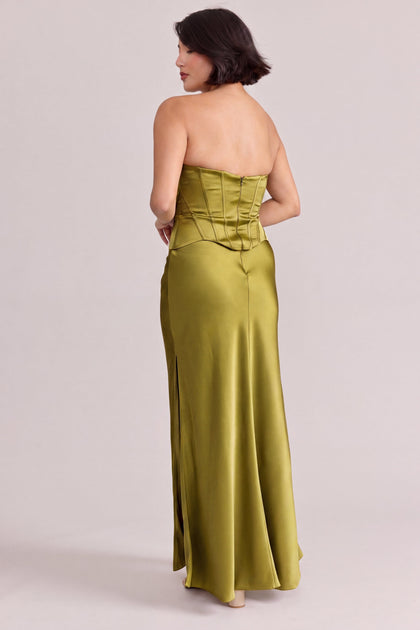 Marina Satin Dress | Made To Order | Chartreuse