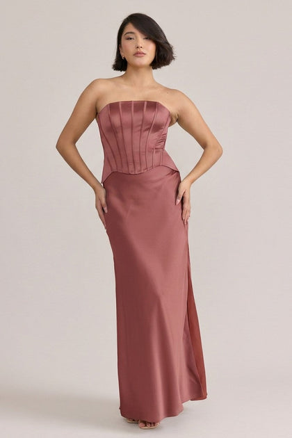 Marina Satin Dress | Made To Order | Rust