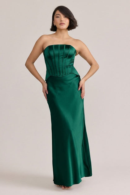 Marina Satin Dress | Made To Order | Classic Emerald