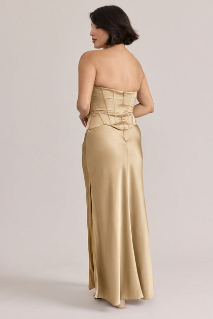 Marina Satin Dress | Made To Order | Gold Champagne