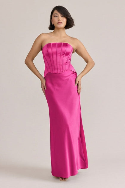 Marina Satin Dress | Made To Order | Hot Pink