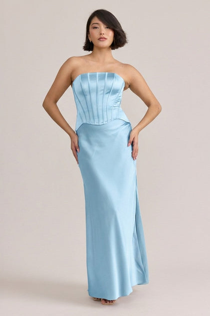 Marina Satin Dress | Made To Order | Light Blue