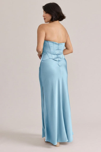 Marina Satin Dress | Made To Order | Light Blue