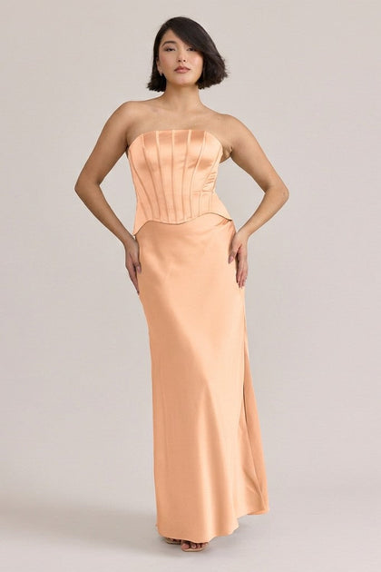 Marina Satin Dress | Made To Order | Peach