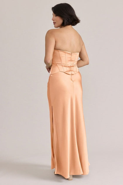 Marina Satin Dress | Made To Order | Peach