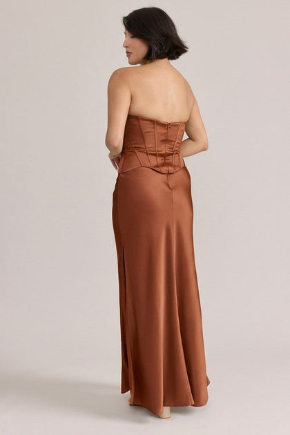 Marina Satin Dress | Made To Order | Rust