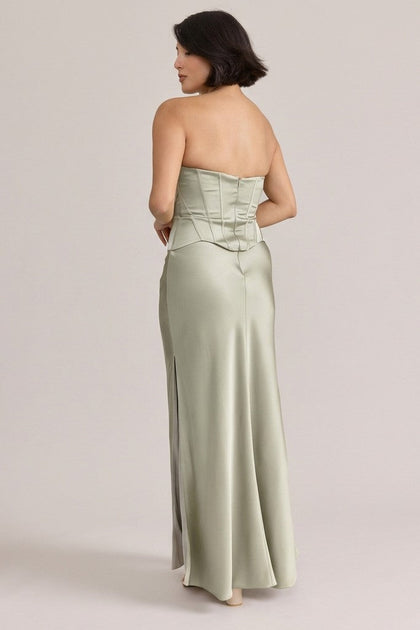Marina Satin Dress | Made To Order | Sage