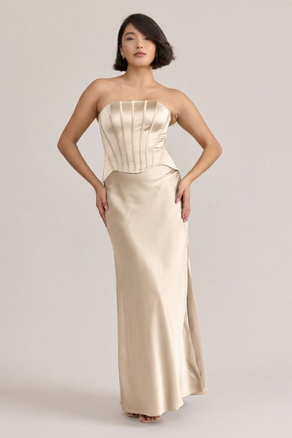 Marina Satin Dress | Made To Order | Soft Champagne