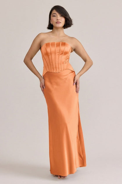 Marina Satin Dress | Made To Order | Tangerine