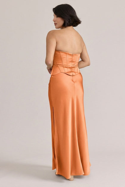 Marina Satin Dress | Made To Order | Tangerine