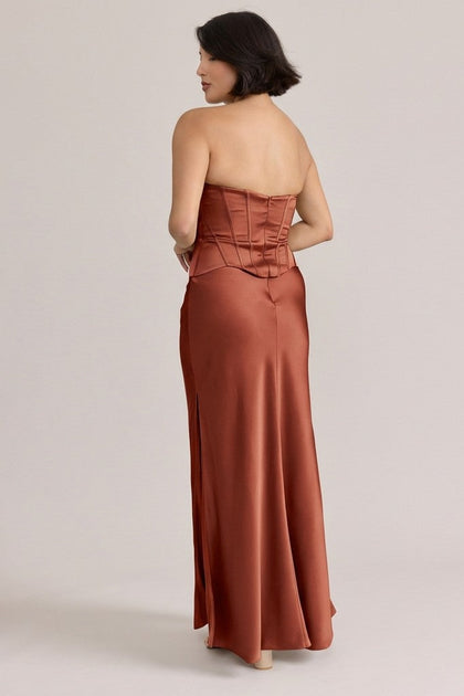 Marina Satin Dress | Made To Order | Terracotta Rust