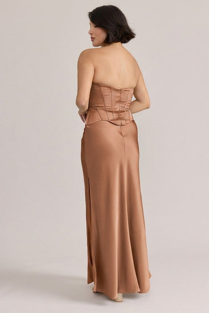 Marina Satin Dress | Made To Order | Toffee