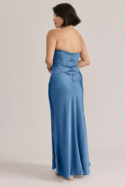 Marina Satin Dress | Made To Order | True Blue
