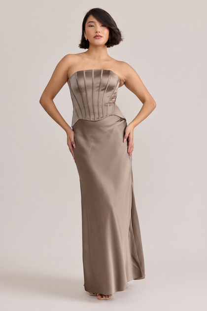 Marina Satin Dress | Made To Order | Truffle