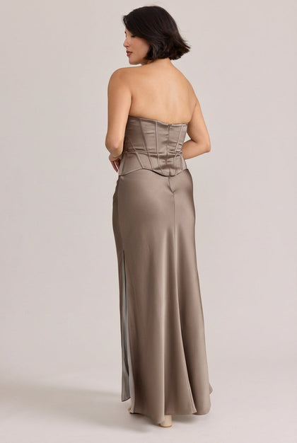 Marina Satin Dress | Made To Order | Truffle