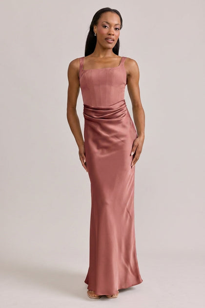 Marlowe Satin + Crepe Dress | Made To Order | Cinnamon Rose Crepe / Cinnamon Rose Satin