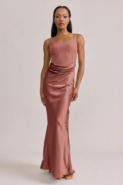 Marlowe Satin + Crepe Dress | Made To Order | Cinnamon Rose Crepe / Cinnamon Rose Satin