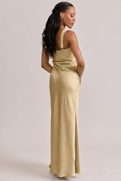 Marlowe Satin + Crepe Dress | Made To Order | Gold Champagne Crepe / Gold Champagne Satin