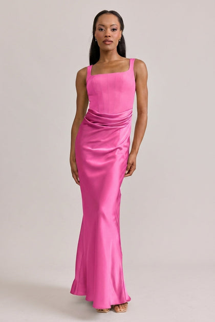 Marlowe Satin + Crepe Dress | Made To Order | Malibu Pink Crepe / Malibu Pink Satin