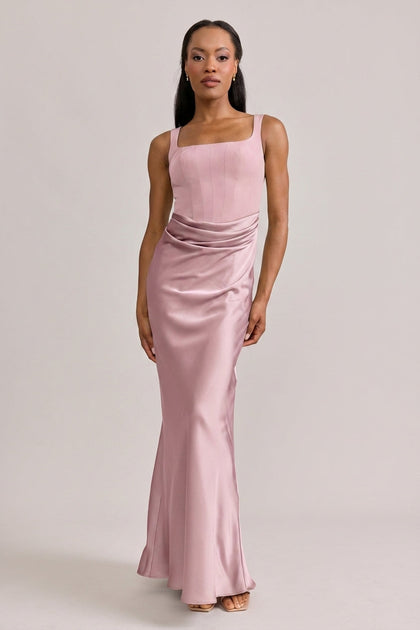 Marlowe Satin + Crepe Dress | Made To Order | Perfect Pink Crepe / Perfect Pink Satin