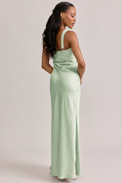 Marlowe Satin + Crepe Dress | Made To Order | Pistachio Crepe / Pistachio Satin