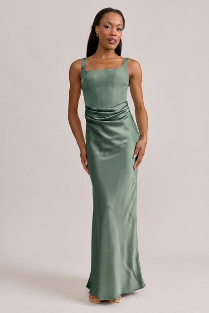 Marlowe Satin + Crepe Dress | Made To Order | Rosemary Crepe / Rosemary Satin