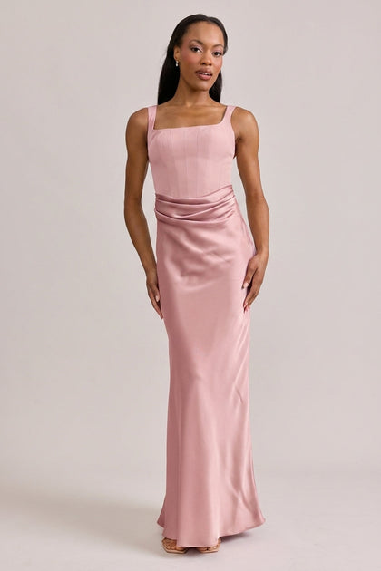 Marlowe Satin + Crepe Dress | Made To Order | Rosette Crepe / Rosette Satin