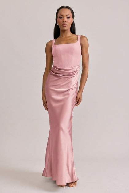 Marlowe Satin + Crepe Dress | Made To Order | Rosette Crepe / Rosette Satin