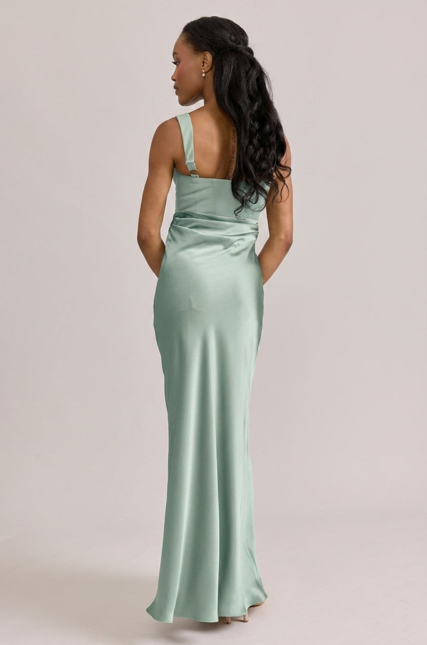 Marlowe Satin + Crepe Dress | Made To Order Deep Olive Crepe / Deep Olive Satin Marlowe Satin + Crepe Dress | Made To Order Deep Olive Crepe / Deep Olive Satin