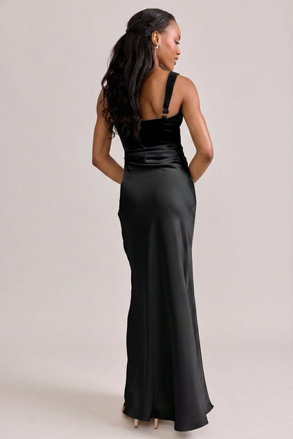 Marlowe Satin + Velvet Dress | Made To Order | Black Velvet / Black Satin