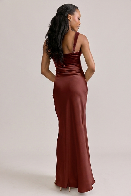 Marlowe Satin + Velvet Dress | Made To Order | Terracotta Velvet / Terracotta Rust Satin