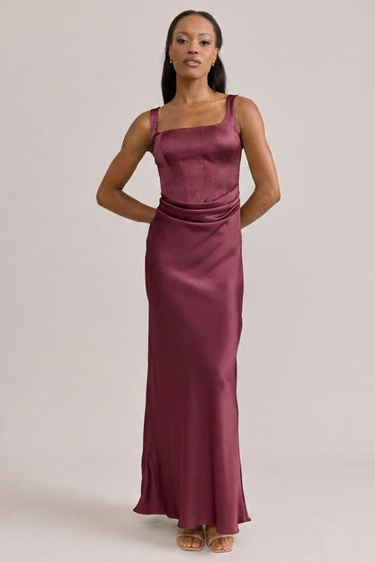 Marlowe Satin Dress | Made To Order | Berry
