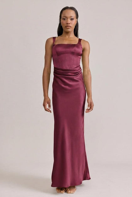 Marlowe Satin Dress | Made To Order | Berry