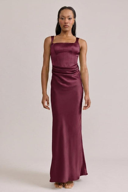 Marlowe Satin Dress | Made To Order | Cabernet