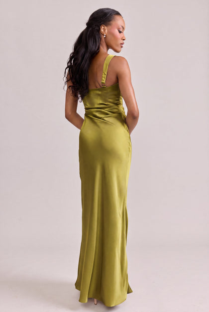 Marlowe Satin Dress | Made To Order | Chartreuse