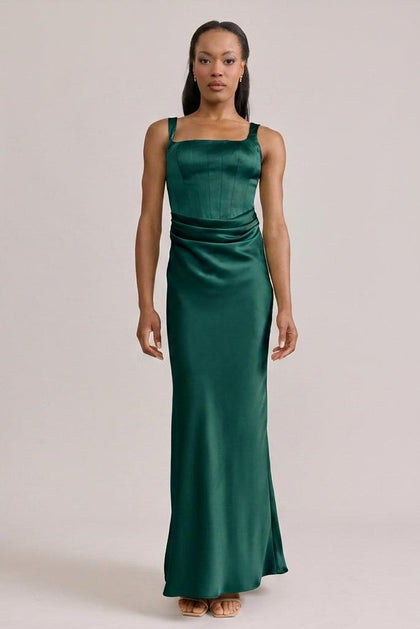 Marlowe Satin Dress | Made To Order | Classic Emerald